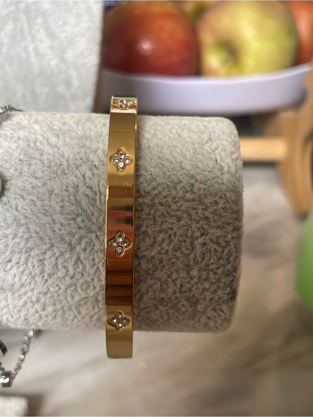Gold Crystal Accent Women's Bangle Bracelet
